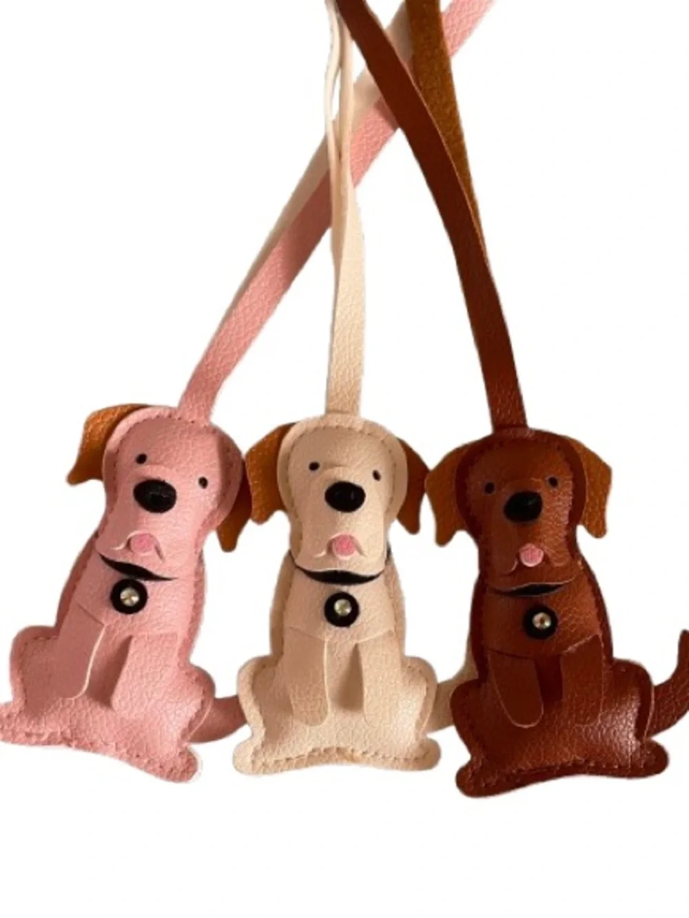 Faux Leather Dog Charm Keychains